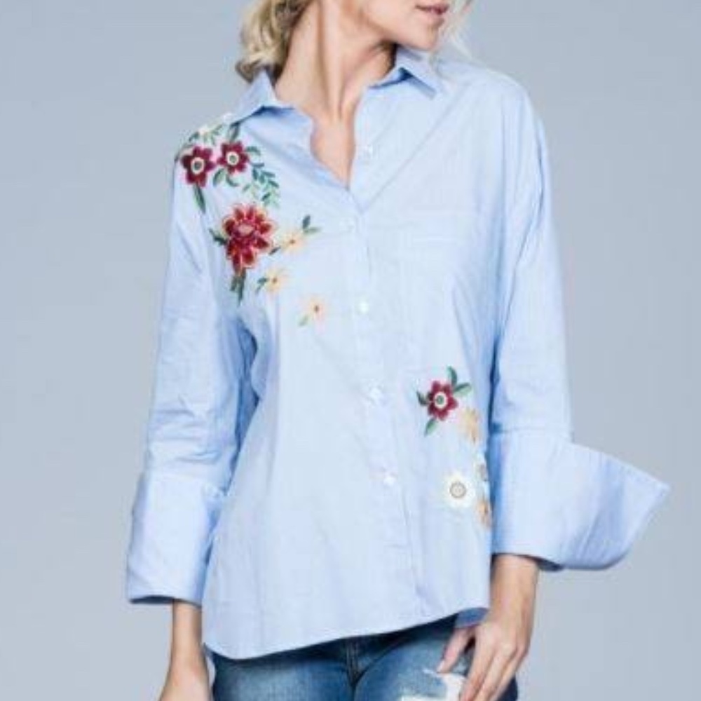 Floral Blue Blouse